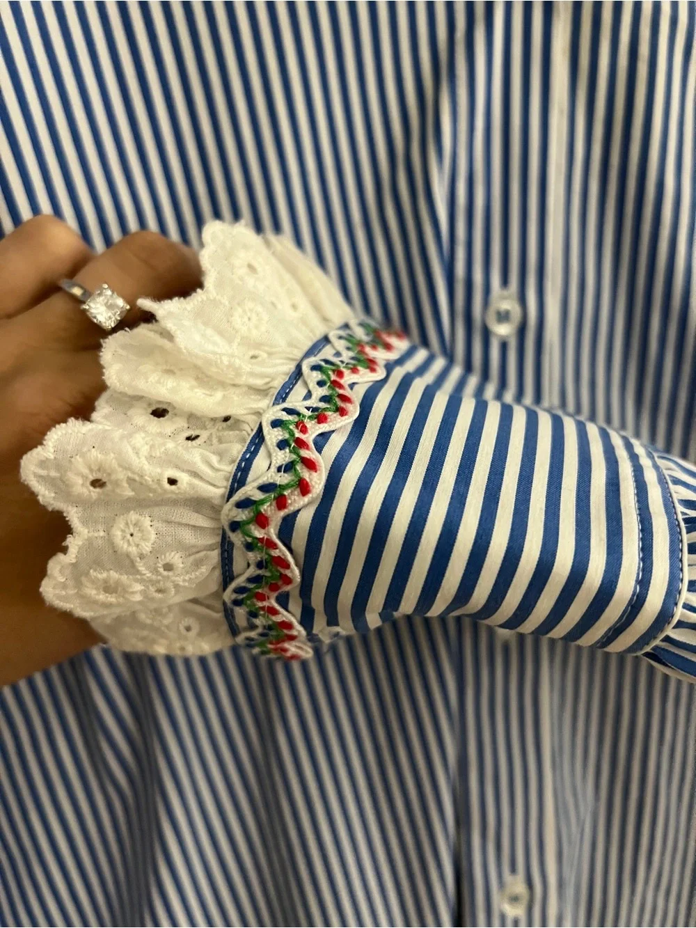 Hunter Bell Miller Top Blue and White Striped Button-Down Shirt Great Condition